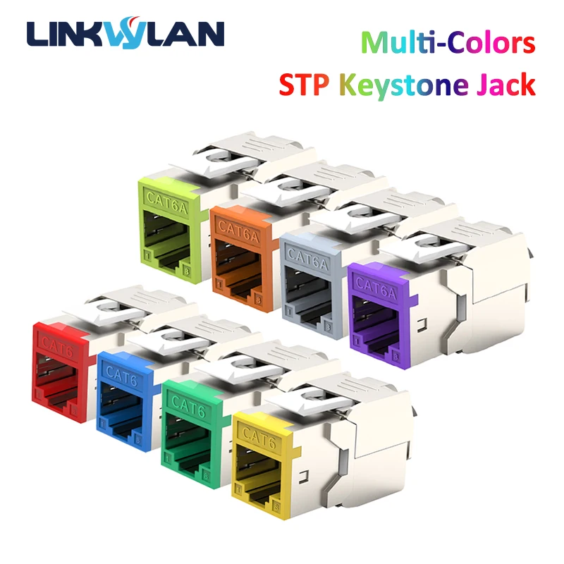 Linkwylan-conector Keystone blindado RJ45 Cat6 Cat6A, varios colores, sin herramientas, módulos de red de aleación de Zinc, 8 colores - imagen 2