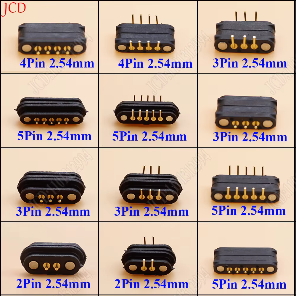 Pogo-conector magnético de 2,54mm, 2A DC, 2 pines, 3 pines, 4 pines, 5 pines, Pogopin macho, hembra, toma de corriente cc, 2P, 3P, 4P, 5P