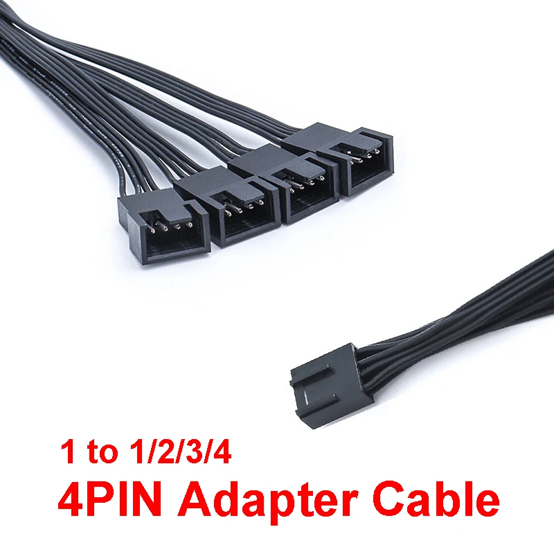 Cable adaptador de 4 pines para placa base, se divide en cuatro cables de extensión, Cable adaptador PWM de 4 pines, línea de extensión, termostato multiventilador ﻿ ﻿