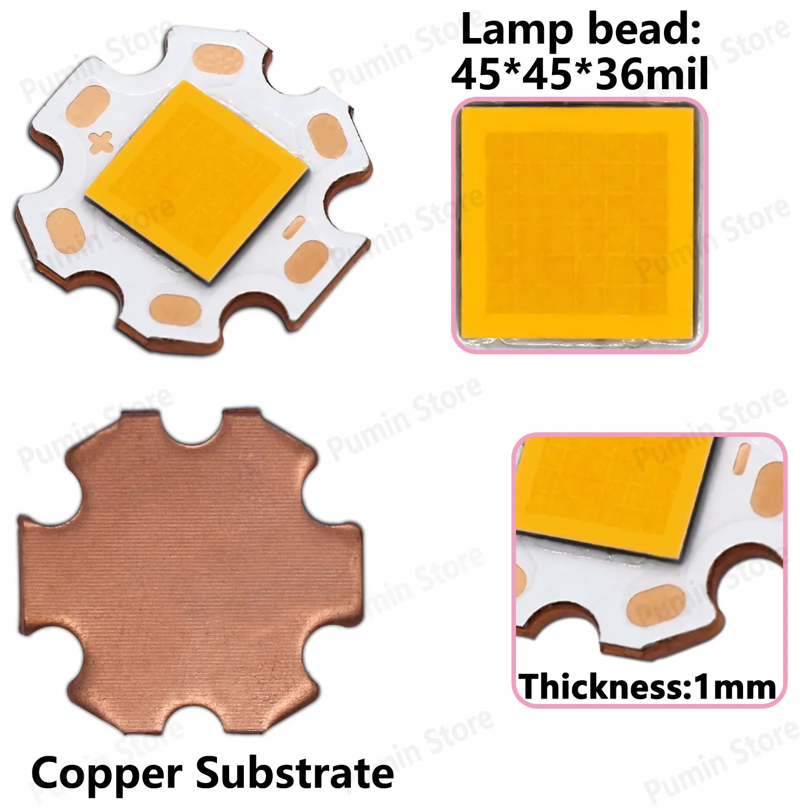 Cuentas de linterna Led 45W ~ 72W DC9V alta corriente 5000-8000mA cuentas de Chip LED accesorios de fuente lámparas de linterna de cobre 3500-4000K - imagen 4