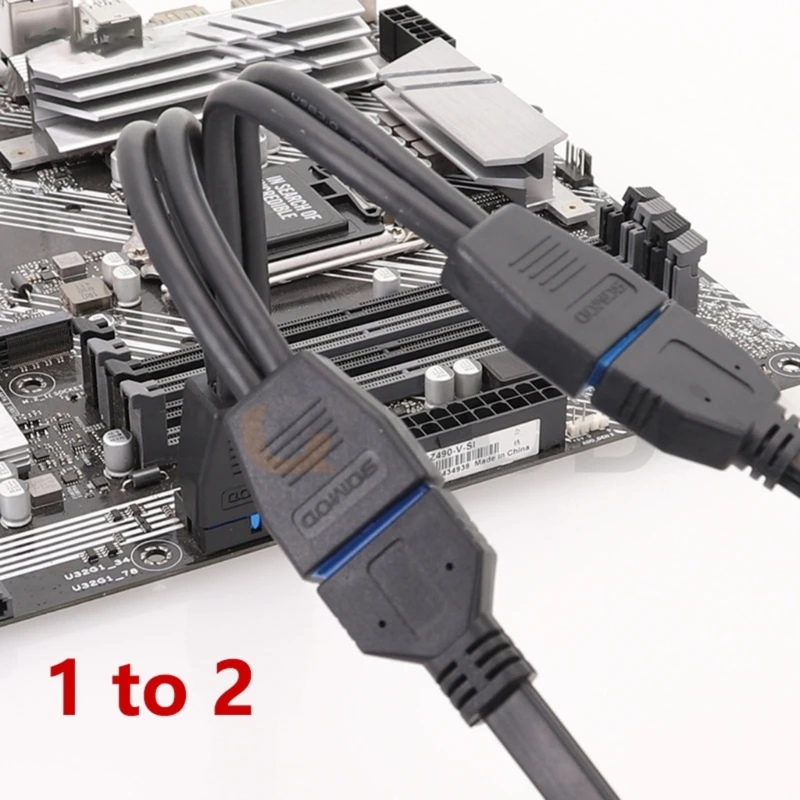 1PC pequeño Mini USB 3,0 19Pin/20Pin 1 2 Cable divisor para placa base - imagen 5