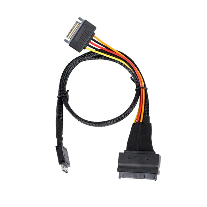 PCIE4.0 a Oculink SFF-8611 4I U.2 SFF 8639 Adaptador GEN4 SAS Alta velocidad ​ ​ Cable con Cable de Servidor de Alimentación SATA 15P 50CM 75CM - imagen 2