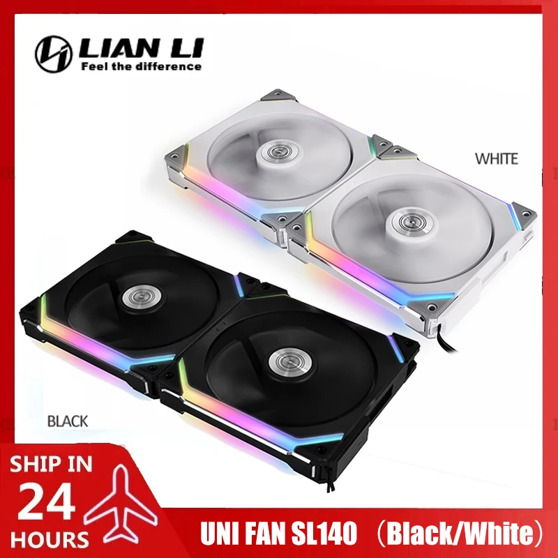 LIAN LI UNI FAN SL140 V1 Caja de jugador modular con cadena de margaritas/sin cable, refrigerador de 14 cm L-Connect, M/B ARGB SYNC negro/blanco, paquete de 2 ventiladores - imagen 2