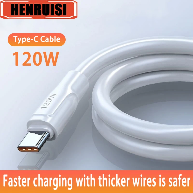 Cable de carga súper rápida tipo C para teléfono móvil, cable de transferencia de datos USB C, 120W, 6A, para Xiaomi, Poco, Samsung, Huawei P60, P50 - imagen 2