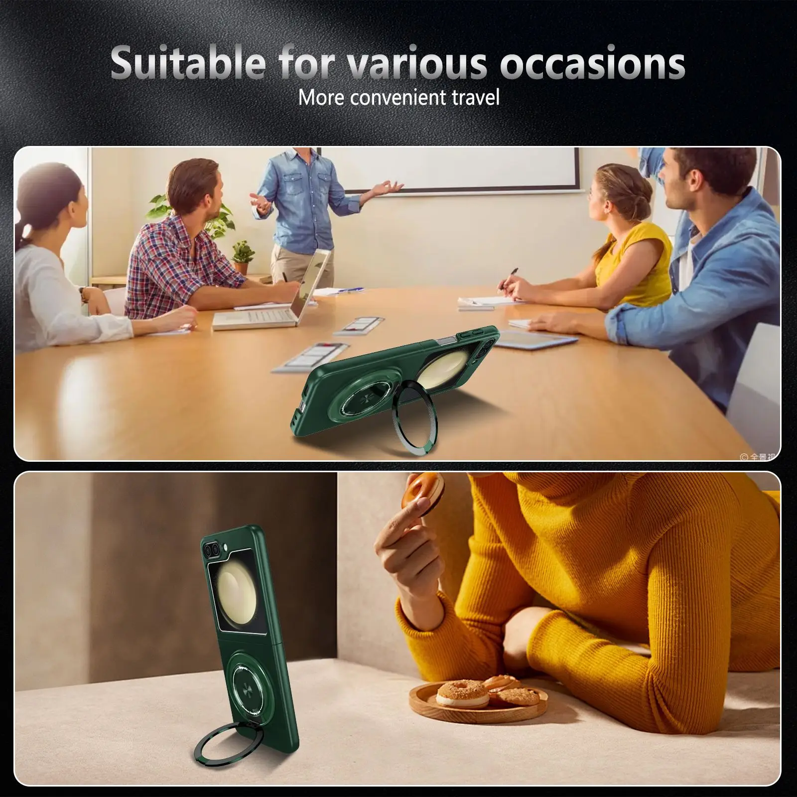 Funda magnética 2024 para Samsung Galaxy Z Flip 5 4 3 5G, soporte de carga inalámbrica, funda de PC a la moda, fundas antigolpes para Flip5 Flip4 - imagen 2