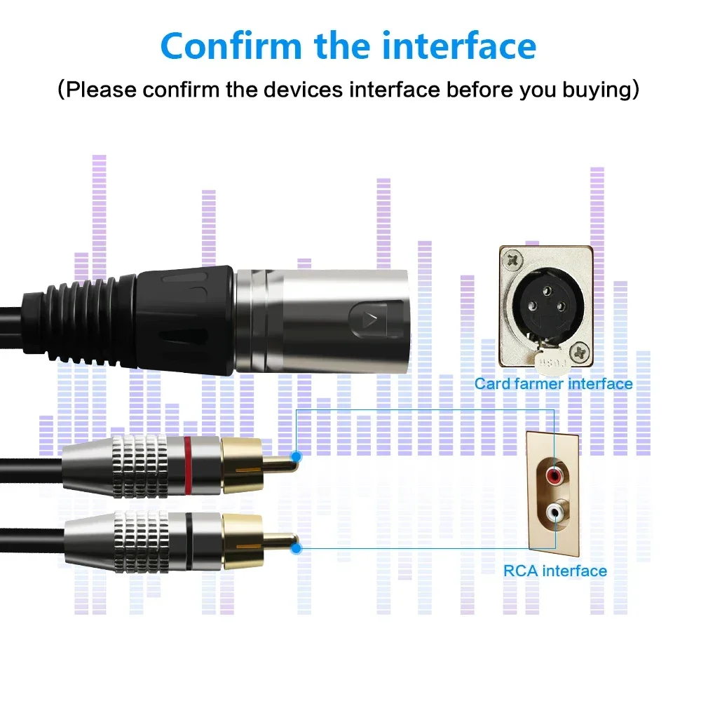 FSU Audio 2RCA Cable macho a XLR 3 pines macho hembra amplificador de cañón enchufe de mezcla Cable AV doble XLR a Cable RCA Dual 1,5 M/3M/5M - imagen 4