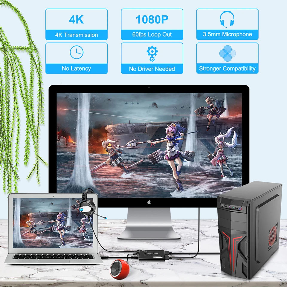 Capturadora HDMI 4K USB 3.0 Grabación 1080P 60fps PS4 PS5 - imagen 5