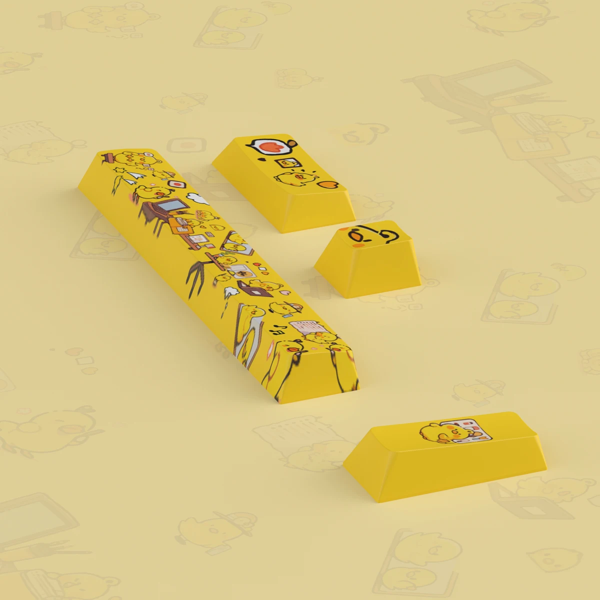 4 Uds. Tapa de tecla de pollo amarillo pequeño perfil de cereza dibujos animados lindo suplemento tapa de llave PBT sublimación térmica teclas personalizadas - imagen 4
