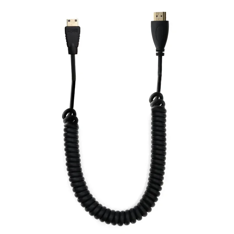 Cable Mini HD a HDTV de alta velocidad, rizo de resorte chapado en oro, compatible con HDMI 4k V1.4 para videocámaras Sony Canon DSLR Nikon - imagen 2