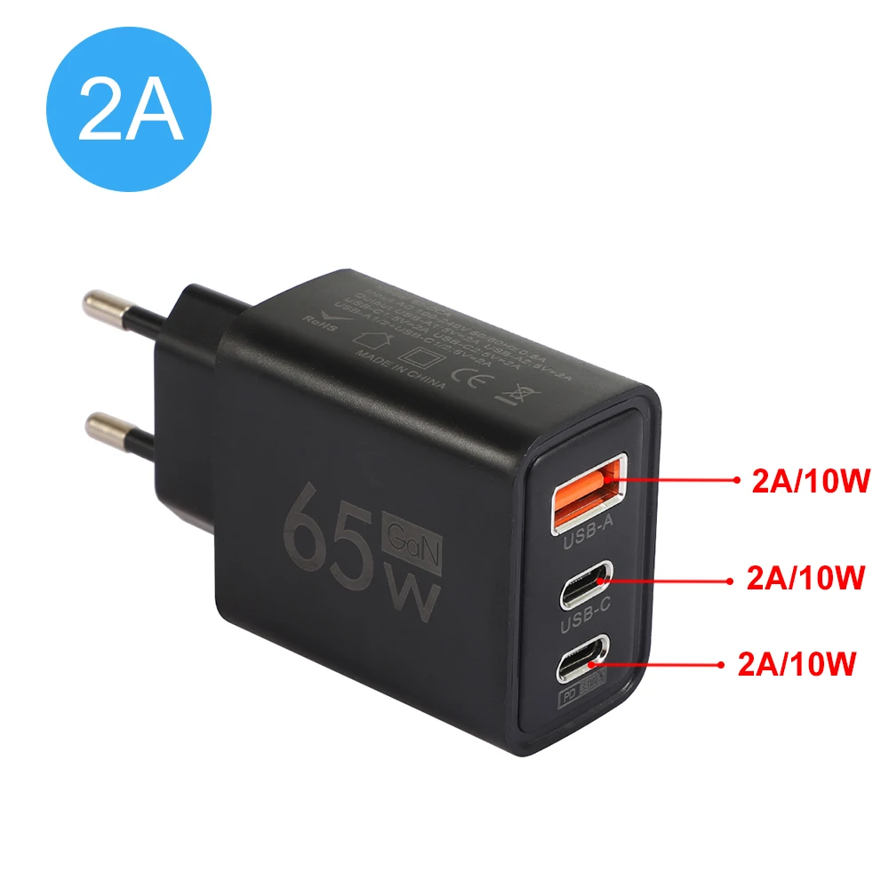 Cargador USB tipo C de carga rápida 2A, cargador de pared de carga USB + 2 tipos c para UE, EE. UU., adaptador de teléfono para iPhone, Xiaomi, Huawei y Samsung - imagen 3