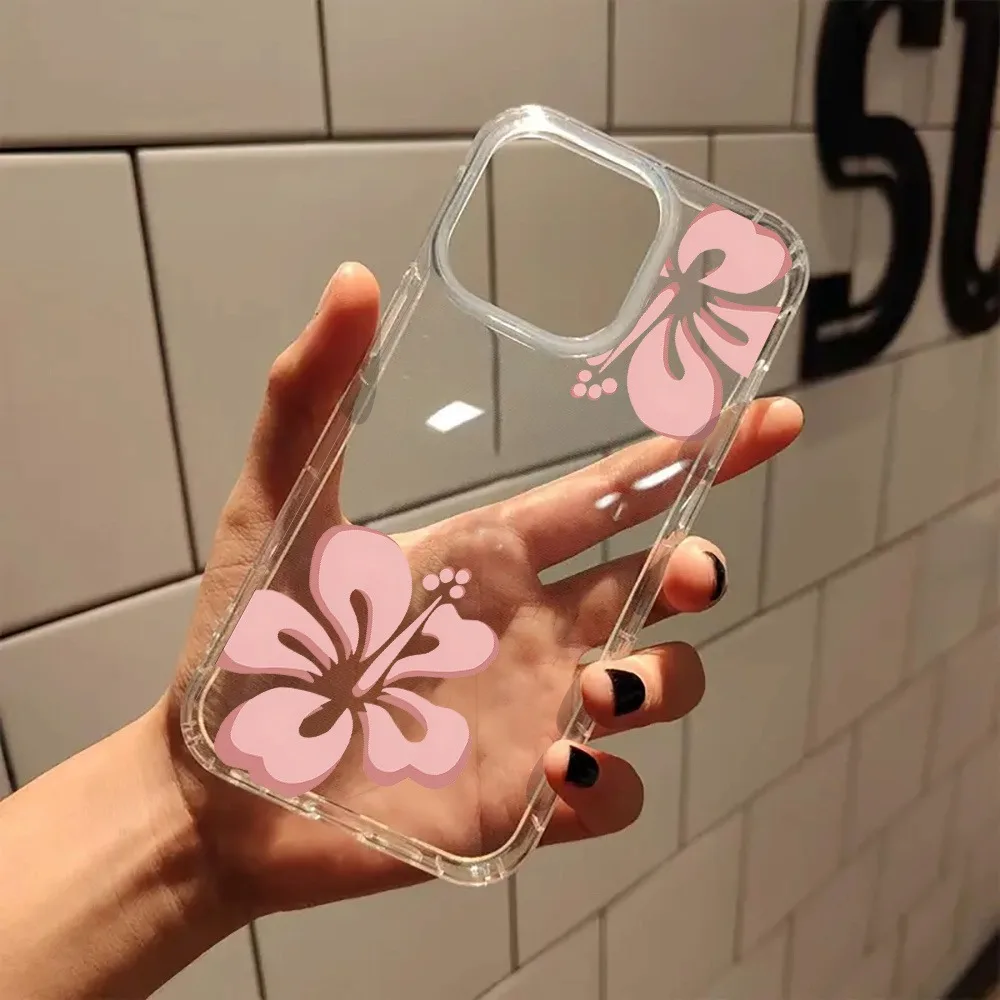 Funda de teléfono transparente estética minimalista con flor rosa adecuada para iPhone 17 16 11 12 13 14 15 Pro Max Plus XR XS X 7 8 - imagen 3