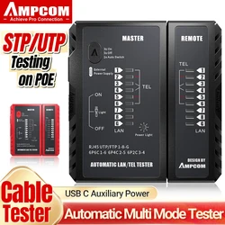 AMPCOM Probador de cables RJ45 RJ11 RJ12 CAT5-8 Prueba red Ethernet