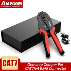 AMPCOM Crimpadora RJ45 para Cat6A conector blindado Cat7 y 2 troqueles