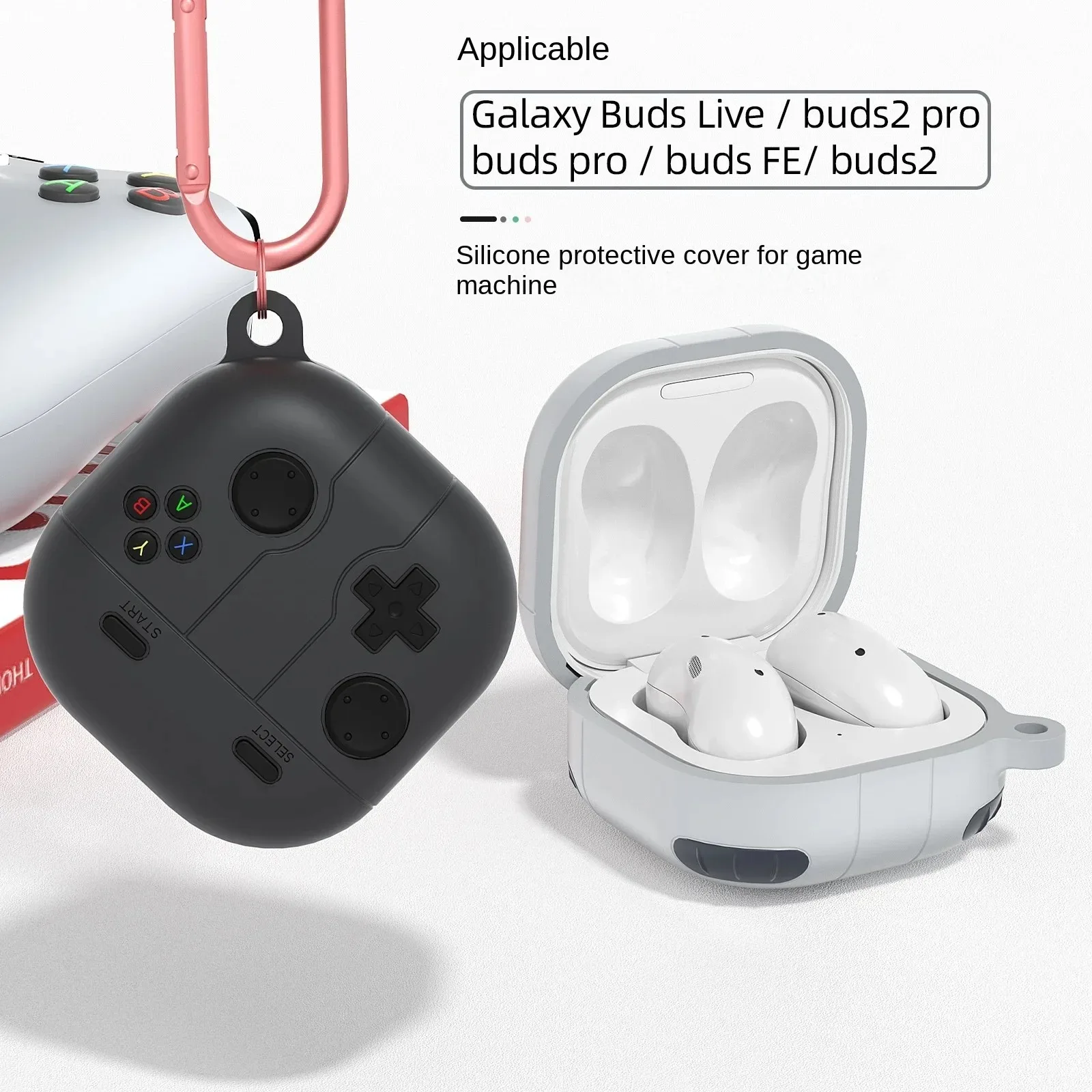 Funda de silicona a prueba de golpes para Samsung Galaxy Buds FE Buds 2 Pro Live, accesorios para auriculares, funda con gancho, Capa Fundas
