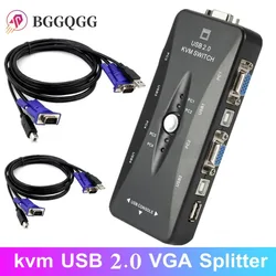 Conmutador KVM de 4 Puertos USB VGA – Comparte Teclado, Ratón e Impresora
