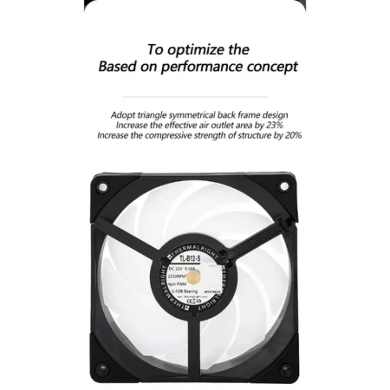 Ventilador de CPU Thermalright TL-B12W-S ARGB de 120 mm y 4 pines con ventilador con efecto de luz de espejo ARGB para enfriador de líquido de CPU y enfriador de aire de CPU - imagen 3