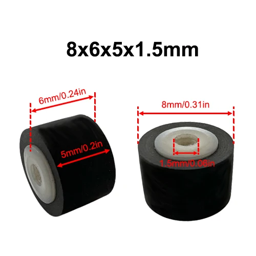 Polea de correa de rodillo de pellizco de goma de 8x6x5x1,5mm para unidades de cinta de Cassette Walkman Player Audio Deck Tape Recorder accesorios ESTÉREO