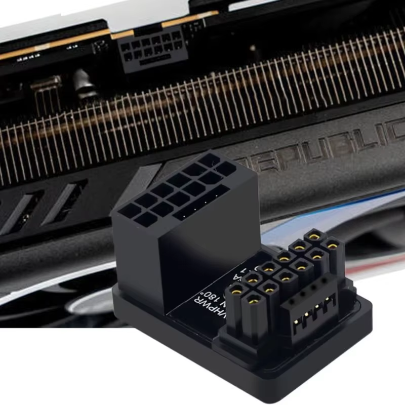 Tarjeta gráfica PCIe5.0 de alta calidad, tarjeta de vídeo ATX3.0 16P a 16P GPU RTX 12VHPWR 600W, adaptador de 180 grados - imagen 5