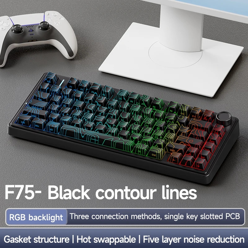 AULA F75 2,4G teclado mecánico inalámbrico/BT/con cable para juegos RGB personalizado 75% diseño OEM perfil estructura de junta teclado