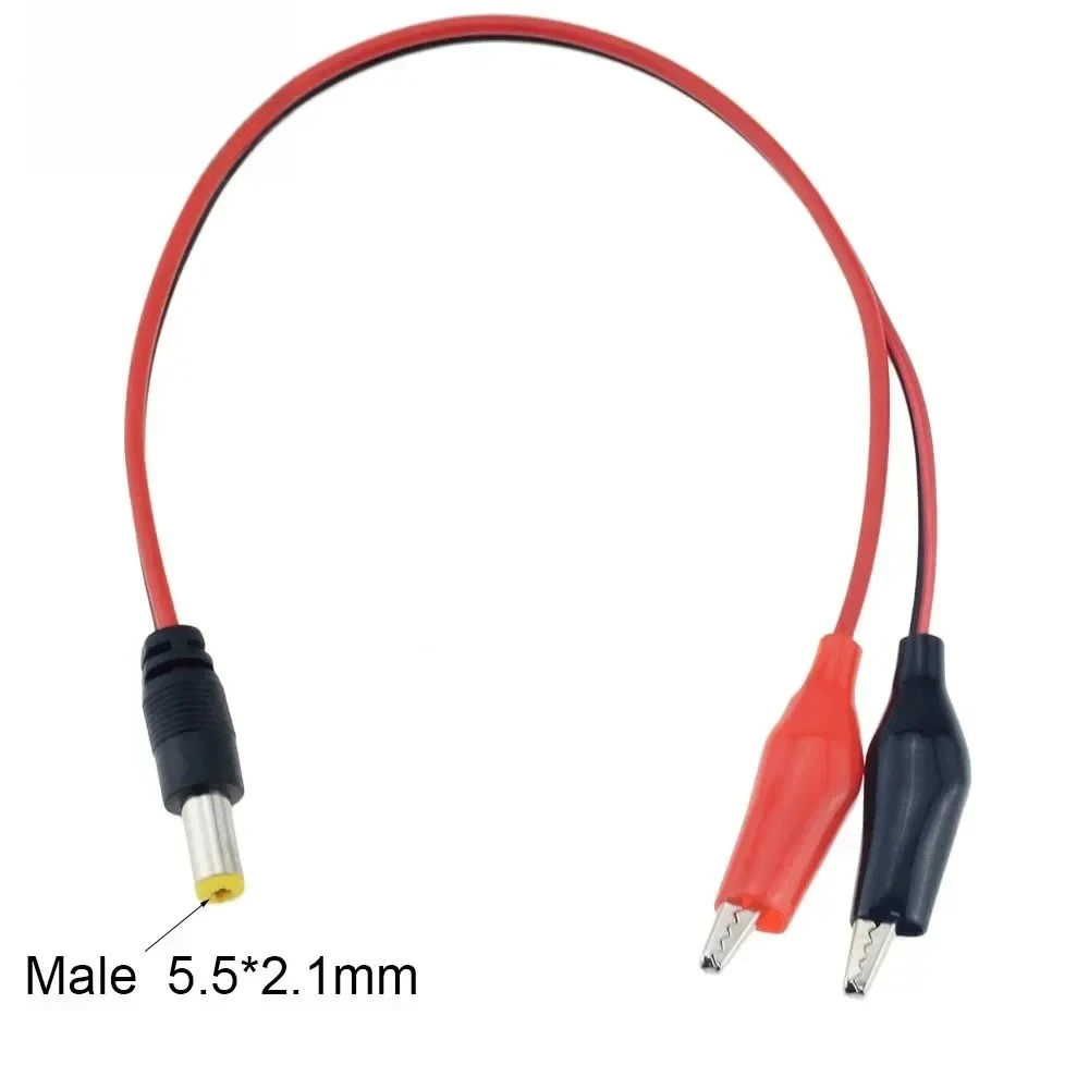 1 Uds Clip de cocodrilo 5,5*2,1mm conector de clavija de alimentación CC adaptador enchufe 25CM cables de prueba cable cocodrilo macho hembra línea de conexión - imagen 3
