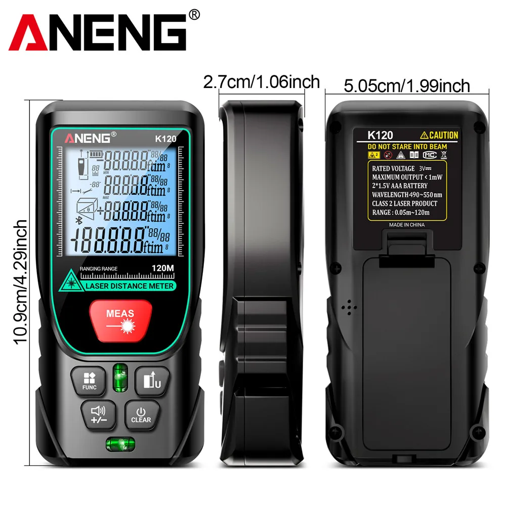 ANENG K50/70/100/120 telémetro láser volumen/medida del área ± 3mm precisión de medición 20 herramienta de prueba de diastímetro de almacenamiento de datos de grupo - imagen 5