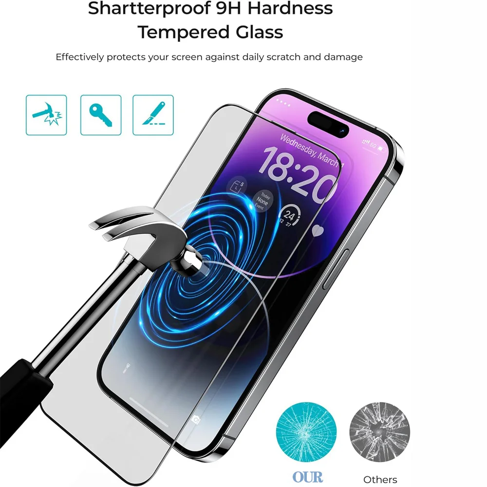 Película frontal de teléfono para iPhone 17 16 15 14 Pro Max Protector de pantalla de vidrio para iPhone 15 16 Plus cristal templado para iPhone 11 12 13 Mini Glass - imagen 4