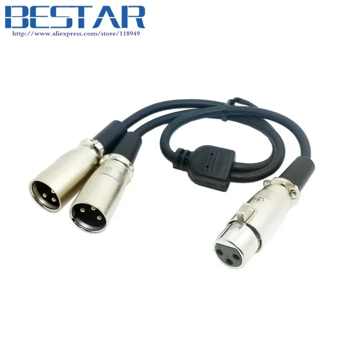 Cable de micrófono divisor de audio XLR hembra de 3 pines a XLR macho dual 50 cm 0,5 m