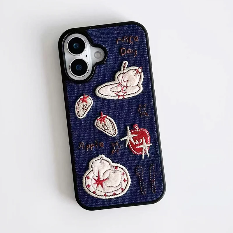 Funda protectora para teléfono Apple con bordado 3D de vaquero a la moda para iPhone 17 Pro Max 16 15 14 13 - imagen 2
