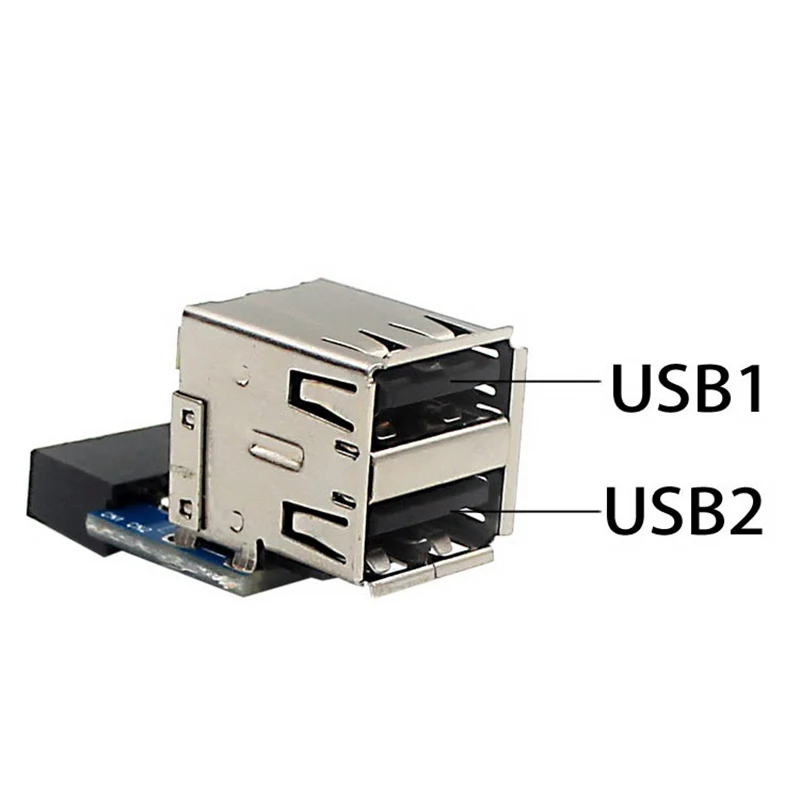 Adaptador convertidor USB2.0 de 9 pines, 10 pines a puerto A, estilo PH29 para PC de escritorio, placa base de ordenador, adaptador Dongle de llave USB incorporado