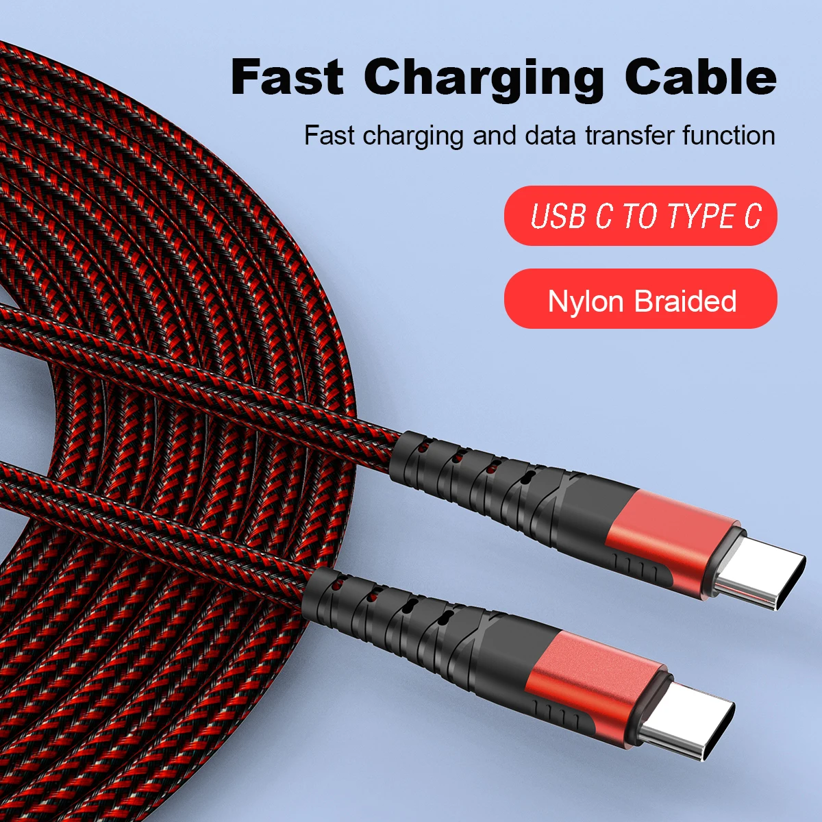 PD 60W USB C a tipo C Cable de carga súper rápida Cable cargador de teléfono para Samsung Xiaomi Huawei Oneplus POCO OPPO Cable de datos - imagen 2