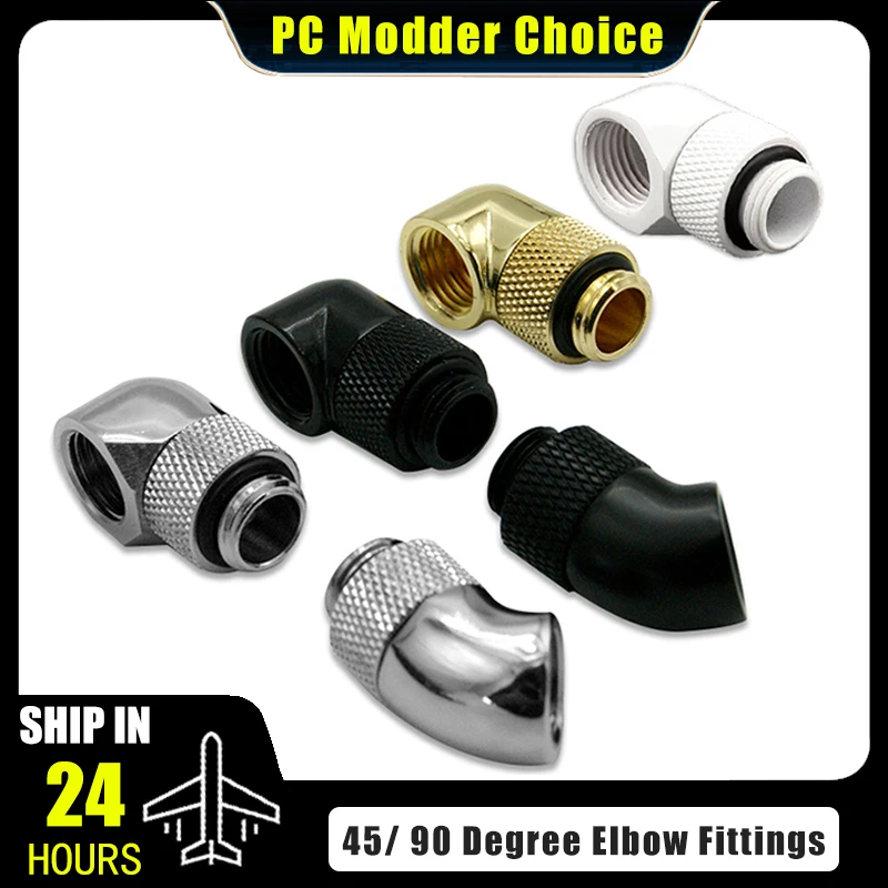 45 Accesorios de codo de 90 grados y adaptador en ángulo giratorio 360 Conector de compresión manual G1/4 ''3 colores - imagen 2