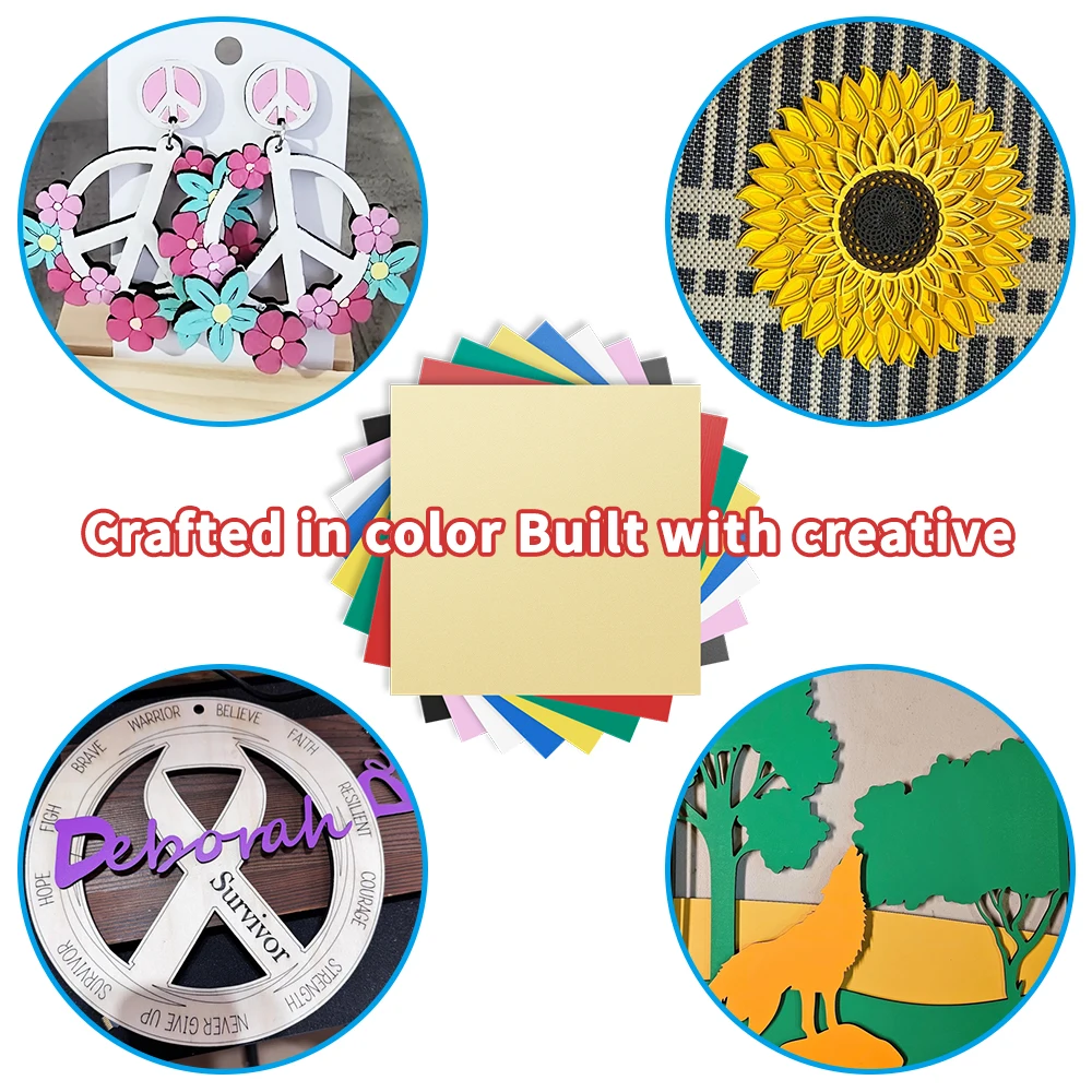 Tablero de tilo de madera contrachapada de colores, modelo artesanal de madera en blanco, materiales de corte de grabado láser de 300x300x3mm, 8 Uds. - imagen 5