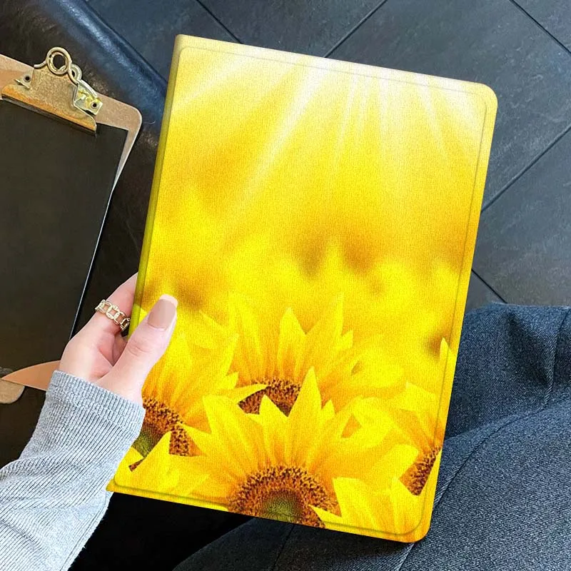 Arte girasol amarillo para iPad Pro Mini 1 2 3 4 5 6 7 7ta generación 12,9 10,5 13 11 7,9 8,3 M4 pulgadas funda para tableta