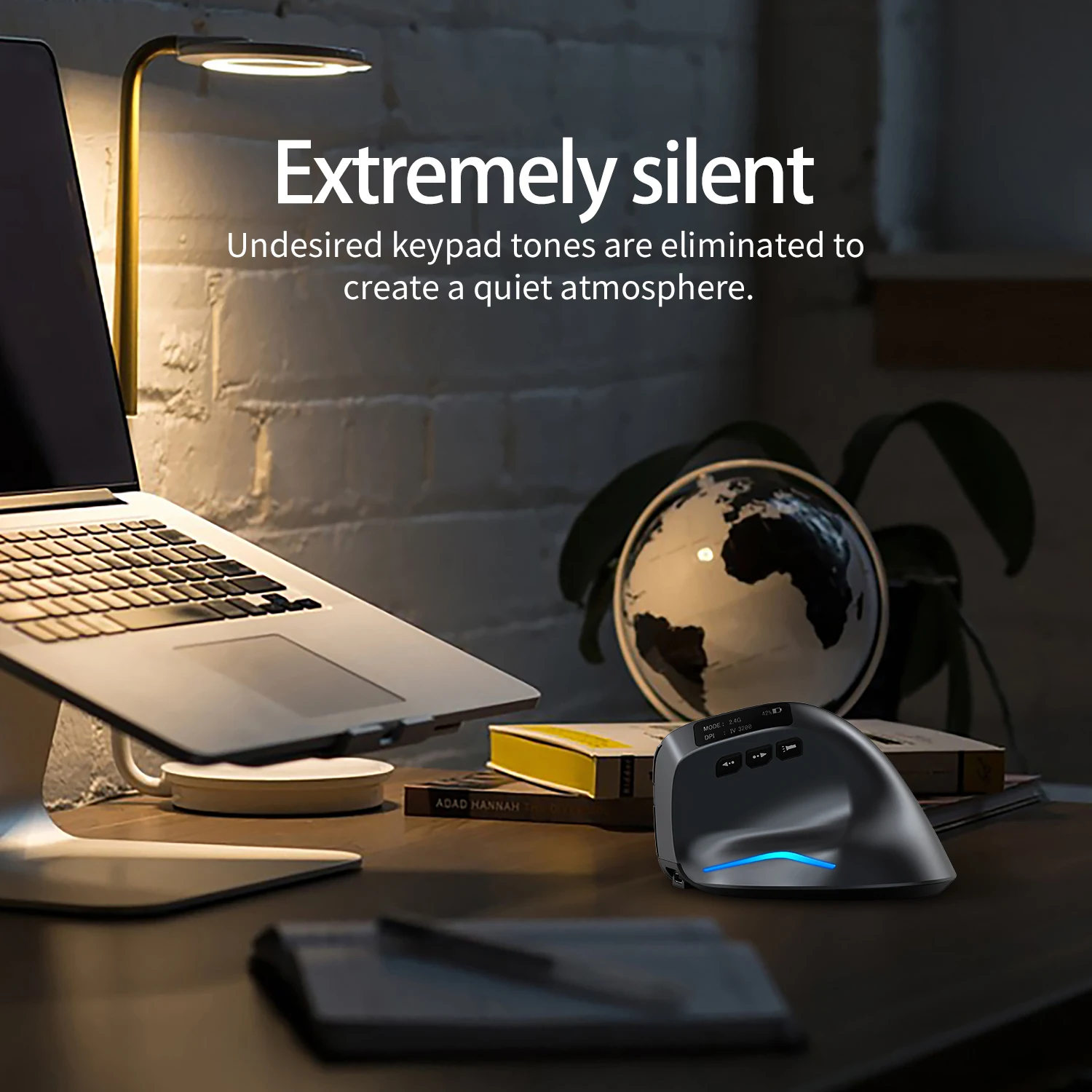 Ratón Vertical ZELOTES F-26C 2,4G, ratón inalámbrico Bluetooth, ratón ergonómico silencioso para juegos, pantalla LED de 3200DPI para PC y portátil - imagen 5