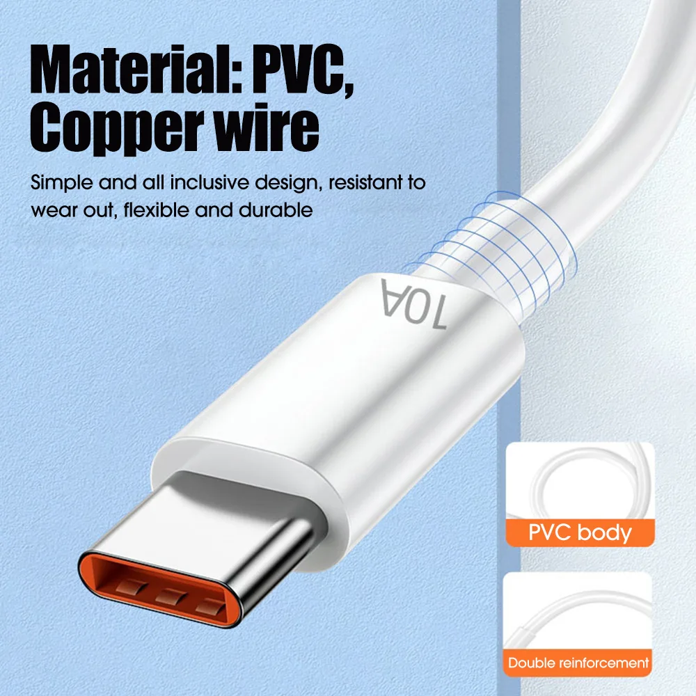 Cable de carga rápida para teléfono móvil, Cable de datos USB tipo C, 120W, 10A, para Huawei 50, Xiaomi, redmi, Samsung, Poco f5 - imagen 3