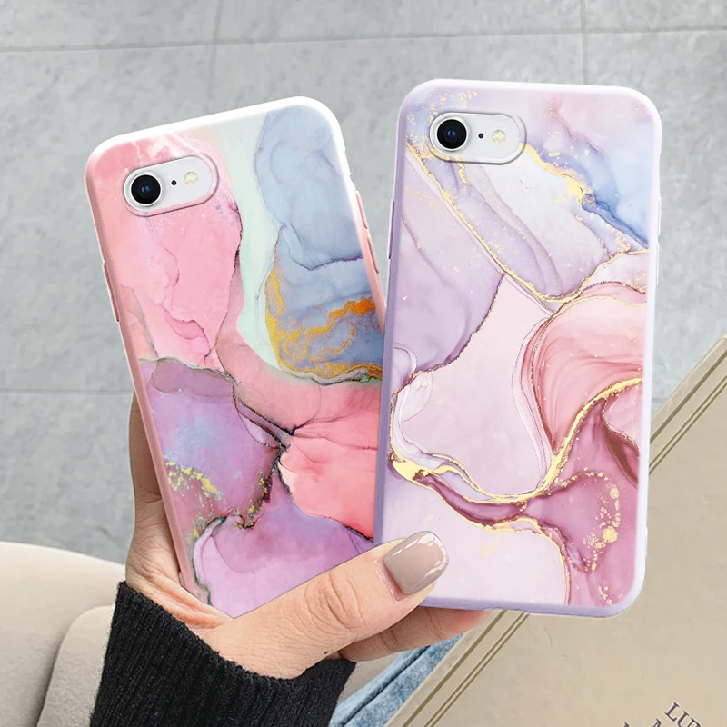 Funda de mármol de moda para iphone SE 2020 7 8 Plus Fundas protectoras suaves Coque de silicona Fundas de parachoques para iphone 8 + SE2020 Shell - imagen 3