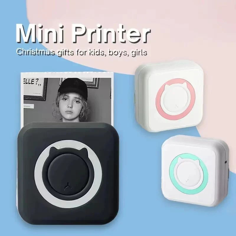 Mini Impresora térmica portátil, papel sin tinta, Bluetooth, inalámbrica, Android, IOS, etiquetas