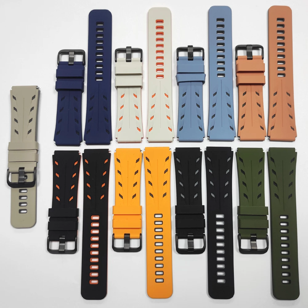 Correa de reloj inteligente de silicona de dos tonos de liberación rápida de 22mm para Huawei GT/Amazfit/Xiaomi S4/Honor/Suunto RACE 2 S pulsera deportiva - imagen 3