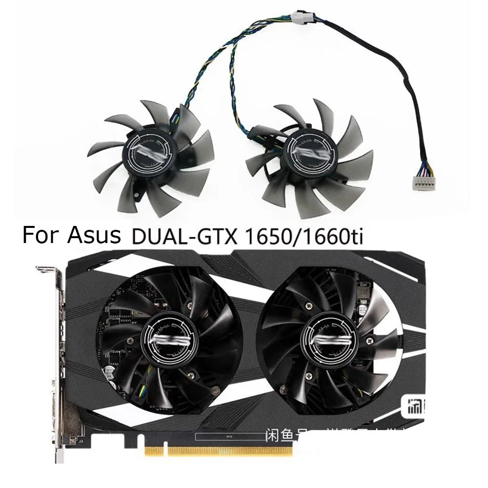 Ventilador enfriador de tarjetas gráficas, reemplazo FD8015U12D, para ASUS DUAL GTX 1650 gtx1650, para ASUS DUAL GTX 1660Ti gtx1660ti, Juego de 2 uds. - imagen 3