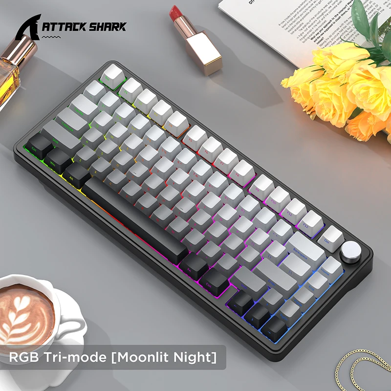 Teclado mecánico Attack Shark X85 RGB, 3 modos, inalámbrico, Bluetooth, teclas laterales intercambiables en caliente, retroiluminación para juegos, perilla de aluminio - imagen 3