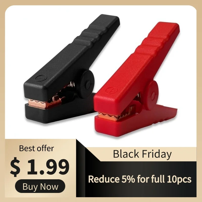 Pinzas aislantes para batería de coche, conector de pinzas de cocodrilo eléctrico, 100A, 90mm, 2 unidades por lote