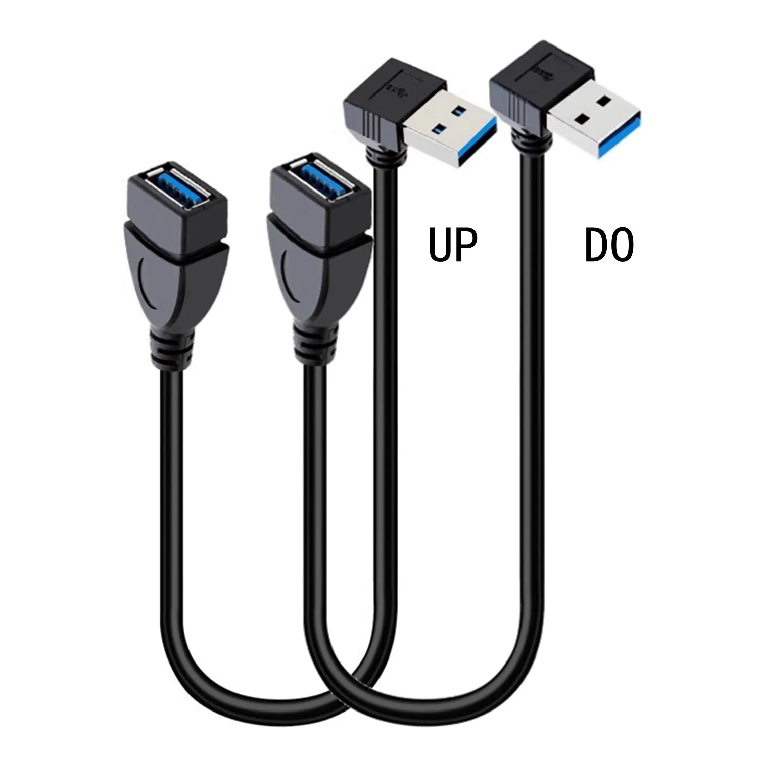 Cable de extensión USB 3,0 ángulo derecho/izquierdo arriba/abajo de 25CM Cable adaptador macho a hembra sincronización de datos Cable de extensión USB 3,0
