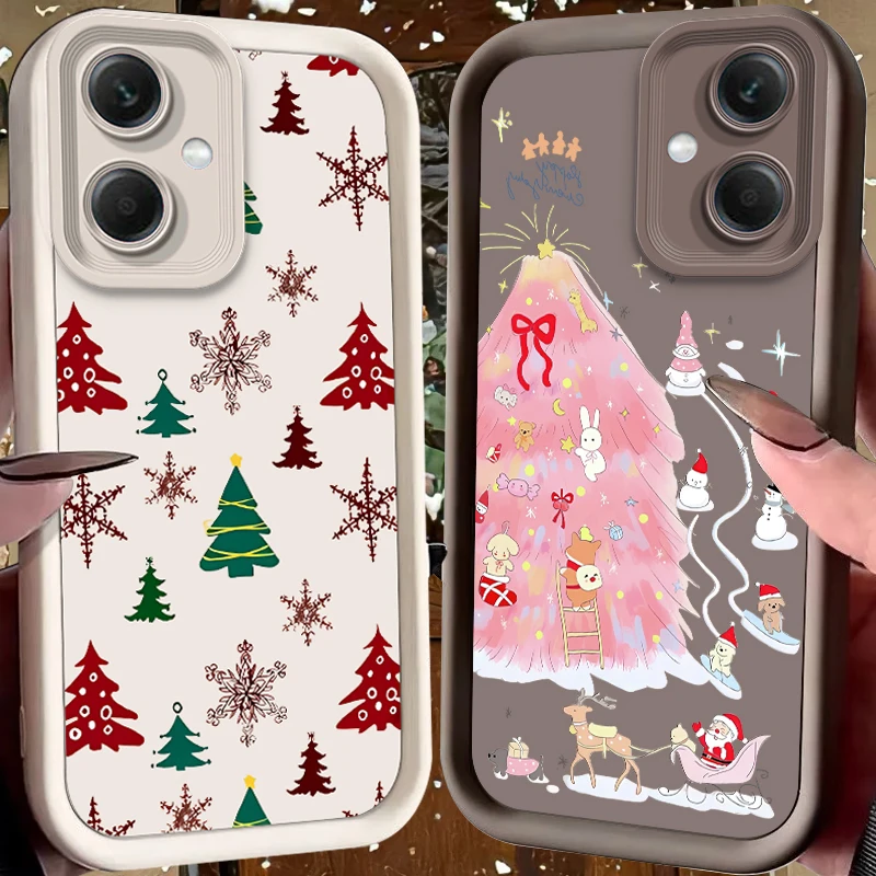 Funda de copos de nieve rojos grandes para Xiaomi Redmi Note 14 13 12 Turbo 11S 4G 11 10 Pro Plus 9 14C 13C 12C 9C A2 A1 Funda de silicona