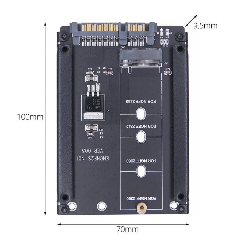 OULLX M.2 NGFF Llave dual SSD B + M a tarjeta adaptadora SATA3.0 de 2,5 pulgadas Llave B con enchufe de carcasa (no compatible con llave NVMe M) - imagen 5