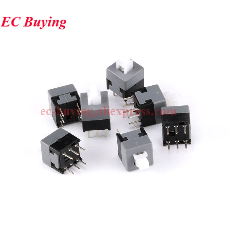 10-100 Uds 5,8x5,8 7x7 8x8 8,5x8,5mm bloqueo automático desbloqueo sin bloqueo empuje táctil Micro interruptor de alimentación interruptores de botón de 6 pines tapa de 7X7mm - imagen 5