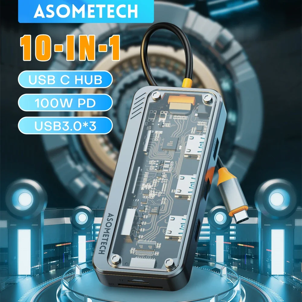 Estación de acoplamiento USB C HUB 10 en 1 tipo C a HDMI compatible con concentrador Usb 3,0 adaptador PD 100W para carga rápida Macbook PC portátil tableta