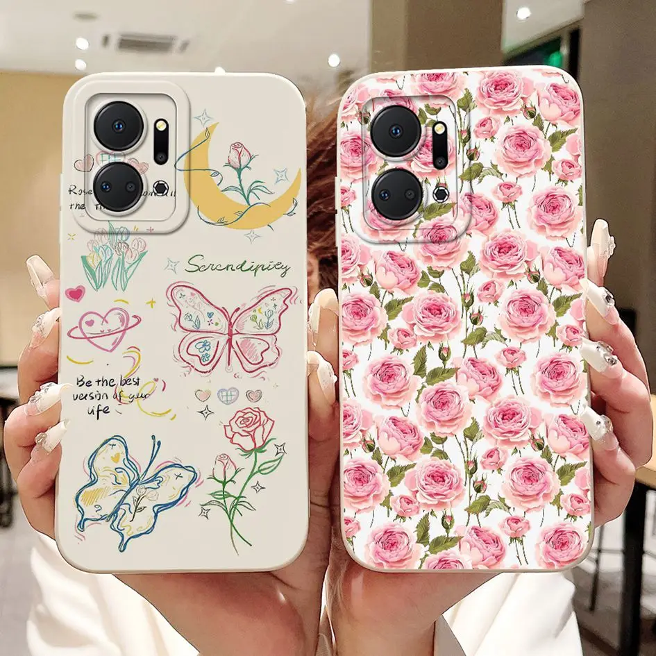 Para Honor X7a 2023 funda RKY-LX1 RKY-LX2 RKY-LX3 cubierta protectora de lente lindo conejo de dibujos animados Cactus Fundas suaves para parachoques HonorX7a - imagen 2