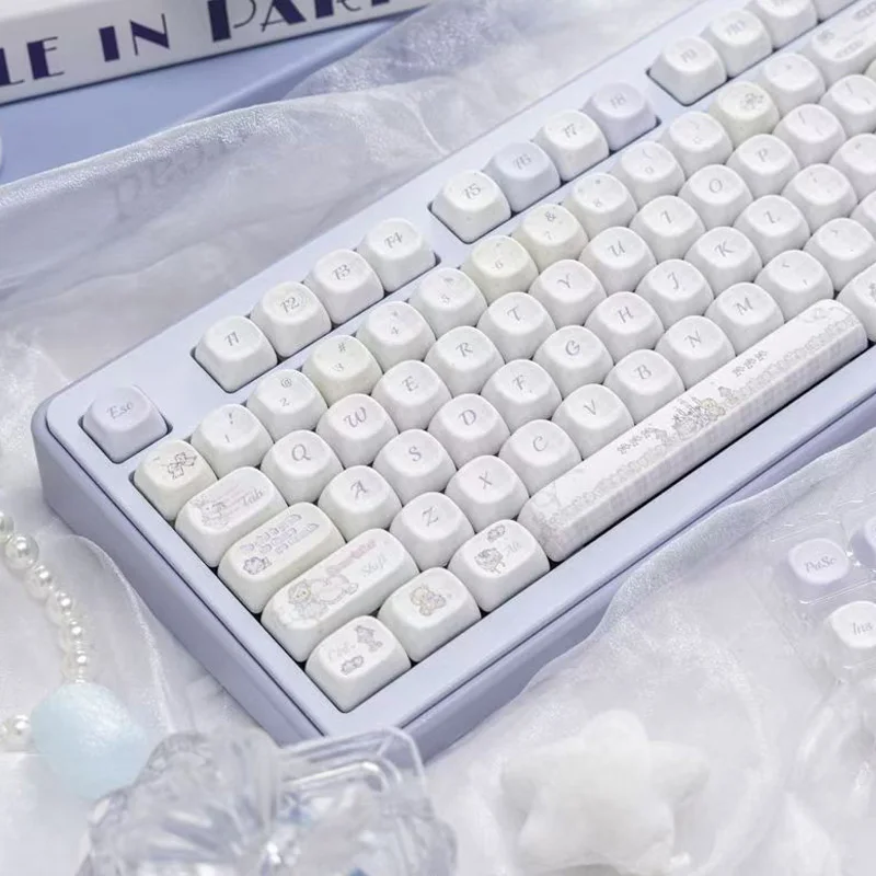 Teclas bonitas personalizadas de postre de conejo, 130 teclas, sublimación de tinte, teclas PBT, perfil MOA para interruptores Cherry MX, Teclado mecánico - imagen 3