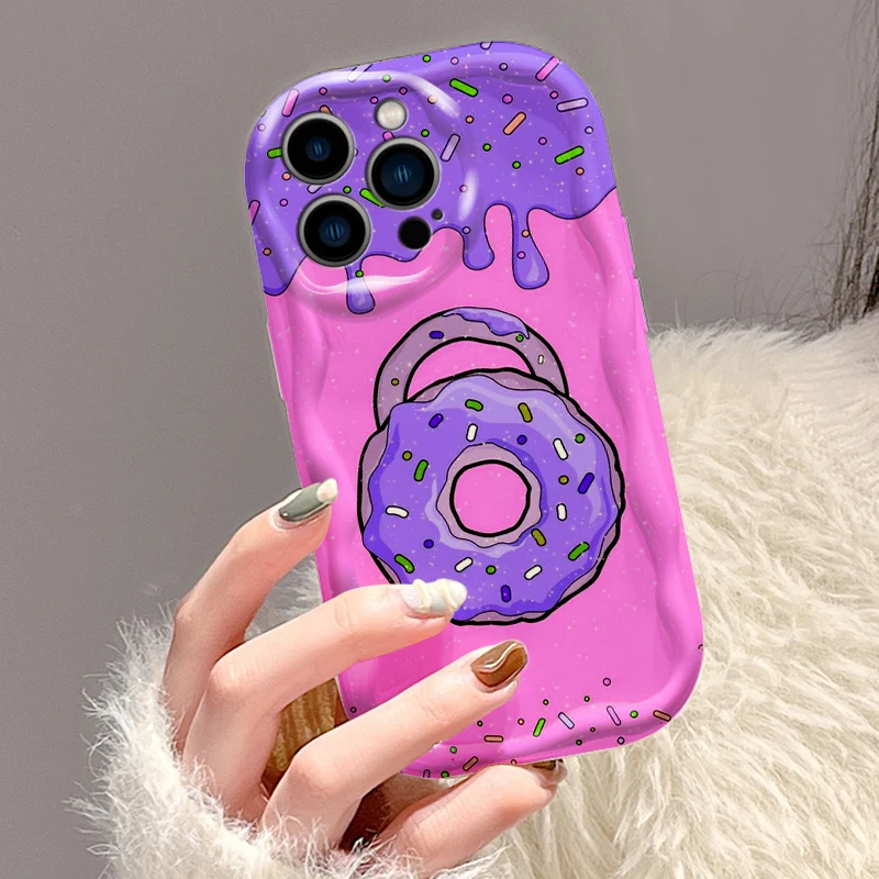 Funda de teléfono suave con diseño de donuts de los Simpsons para Apple iPhone 15 14 13 12 11 XS XR X Pro Max Plus Wave Oil - imagen 3