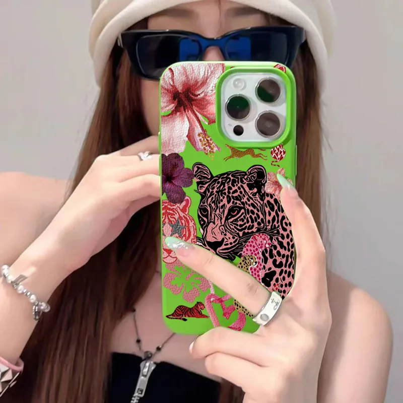 Funda de teléfono estética con diseño de corazón y flor de leopardo rosa para iPhone 17 Air 16 15 14 13 12 11 17 Pro Max Plus X XR XSMax, funda suave - imagen 5
